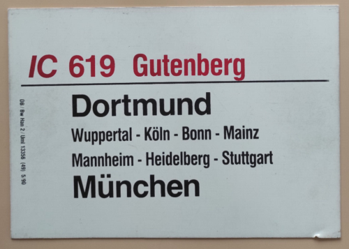 Zuglaufschild Deutsche Bahn - DB - Viele zur Auswahl aus Sammlung N47 - Bild 1 von 2