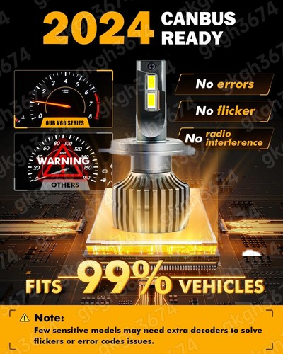 4X6 Stock Glass Lens / Metal Headlight 6000k LED HID Light Bulb Headlamp Set - Picture 6 of 12