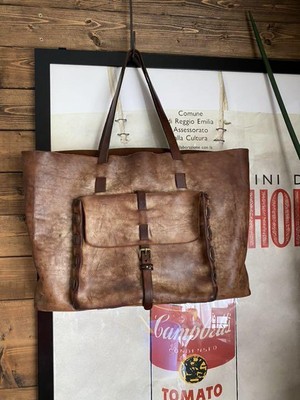 HENRY CUIR tote bag unisex Leather Brown W41cm H30cm D8.5cm 