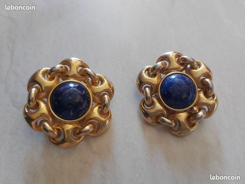 Boucles D'oreilles Vintage AGATHA En Métal Doré - Fermoir Clips - Occasion Bon état