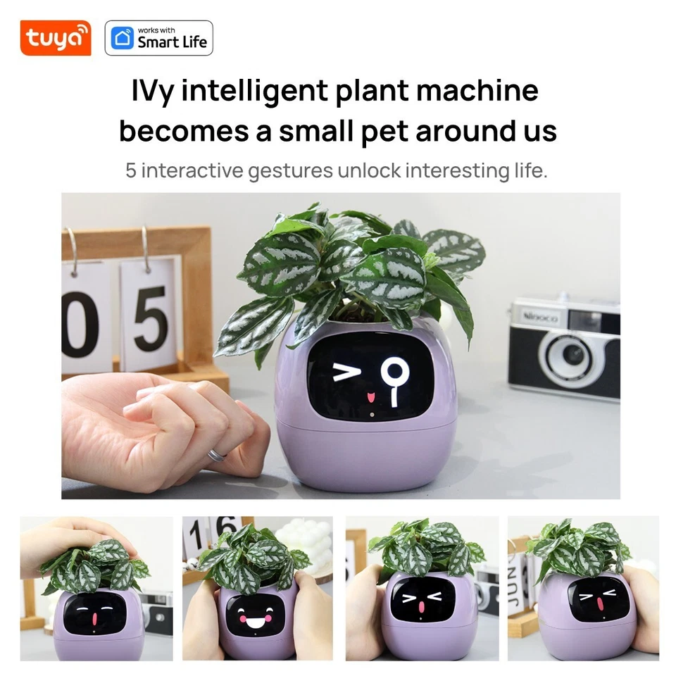 Smart AI Planter with 49+ Expressions & Sensors Fun Interactive Plant Pot - Image 2 of 4