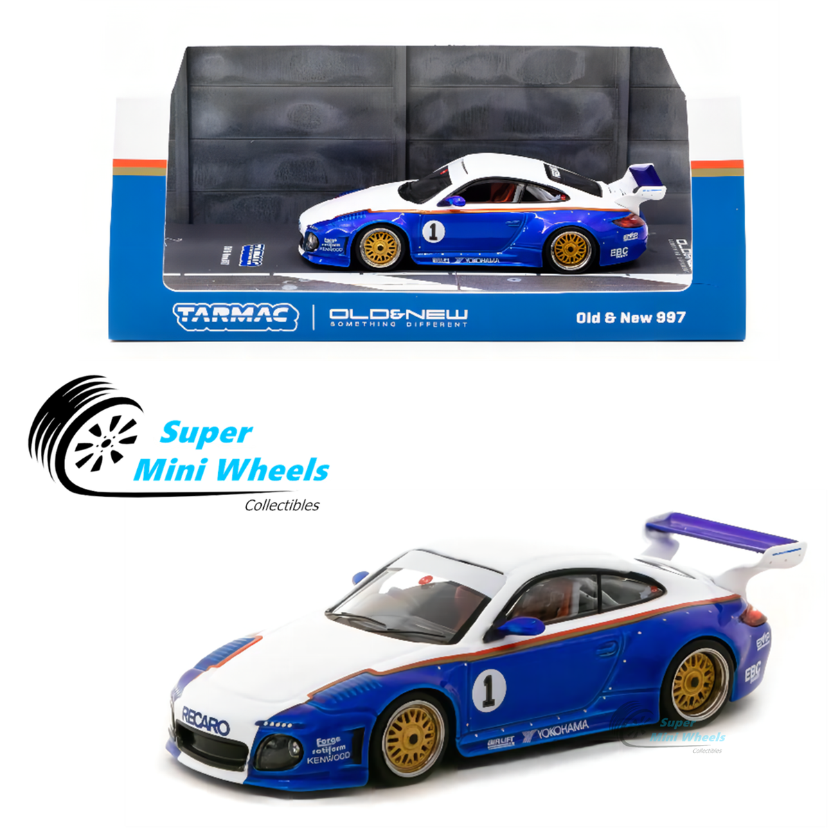 Tarmac Works 1:64 Old & New Porsche 997 #1 Blue / White | eBay