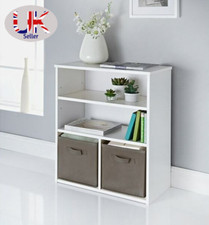 Free Standing 2 Cube Storage Cabinet 2 Shelves Bookcase Wooden Display Unit 