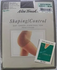 Nice Touch Shaping Day Sheer Control Top Pantyhose Gentle Brown Sz C