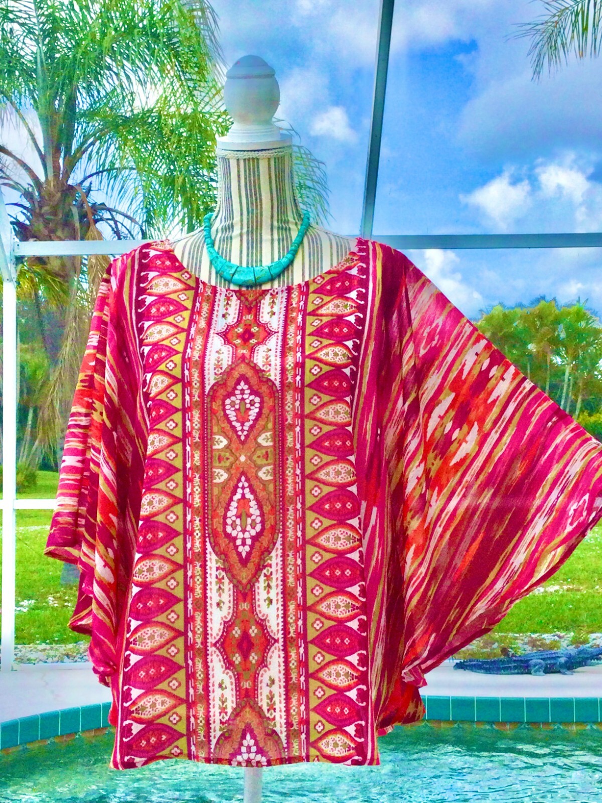 RUBY Rd Pink,Wine,Coral DRAMATIC Batik/Paisley Do… - image 1