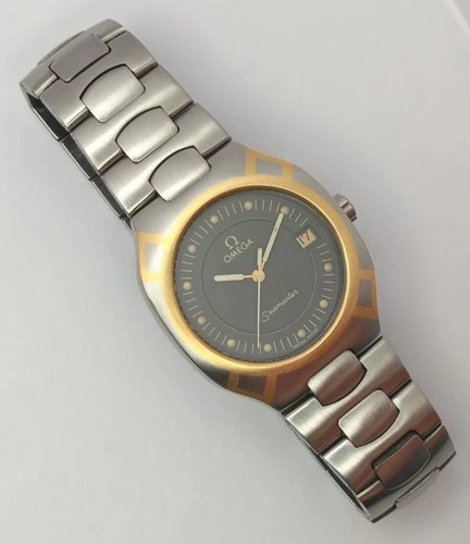 Omega Seamaster Polaris 3961122 18k Solid Gold Bezel Grey Dial Mens Quartz Watch