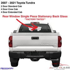 Fits 2007-2021 Toyota Tundra Rear Window Back Glass Stationary Factory Tinted