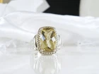 Vintage Sterling Silver 925 Large Natural Citrine Chunky Cable Ring Size 10