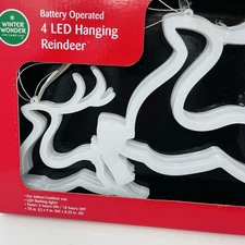 Winter Wonder Lane 4 LED Flashing Lights Hanging White Reindeer Christmas Decor
