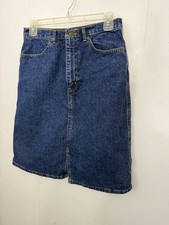 Eddie Bauer Denim Skirt Womens 8 Vintage Y2K Midi Jean Skirt Classic Blue