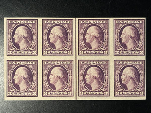 US Scott #483 MINT NH Block of 8! 3c Violet Washington, 1916 type I SEE IMAGES!