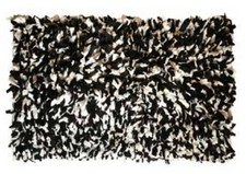 Shared Earth Fluffy Rag Rug White Black Recycled Cotton Bedroom 90x60cm Speckle