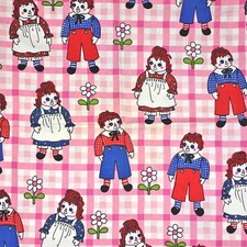 2 Vintage Raggedy Ann Andy Pillowcases Pink Check Plaid Daisy Flower 20x30"