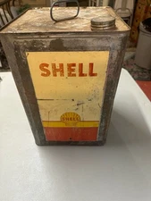 SHELL GAS STATION MOTOR OIL TIN ADVERTISING OIL CAN VINTAGE 5 GALLON Gas/Oil Can