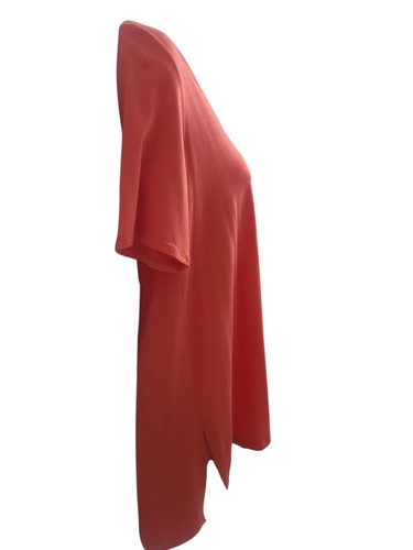 Eileen Fisher Coral V-Neck Boxy T-Shirt High Low Size XS Free Ship - Picture 3 of 7