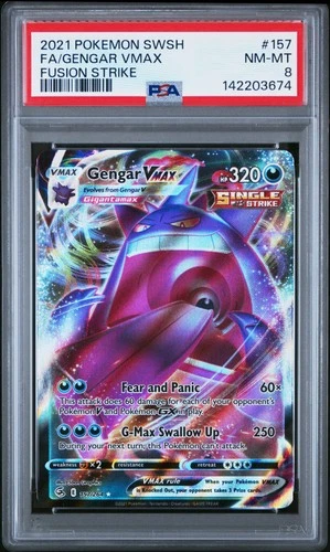 142203674 Gengar VMAX 2021 Pokemon Sword & Shield Fusion Strike #157 PSA 8