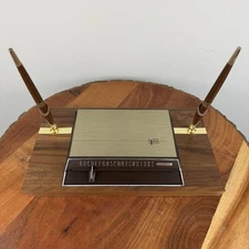 American Walnut Desk Accessories Pen Set Park Sherman Rolodex With Box Vintage