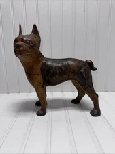 ANTIQUE CAST IRON DOG 10” BOSTON TERRIER DOORSTOP - Nearly 9 Pounds*