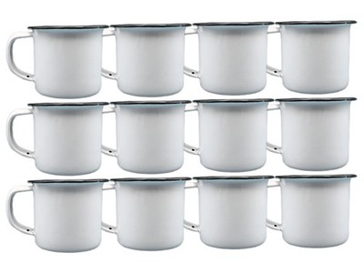 Bene Casa Mini White Enamel Espresso Cup, 3 oz 12 Pieces