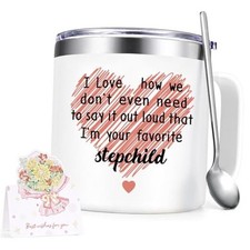 Stepmom Gifts, I'm Your Favorite Stepchild 14oz Insulated Coffee Mug, 3-White