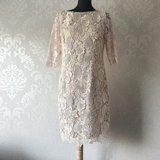 Untold Ladies Heavy Lace/Lined Beige/Beigey Pink Dress Size 16 Bodycon Pencil
