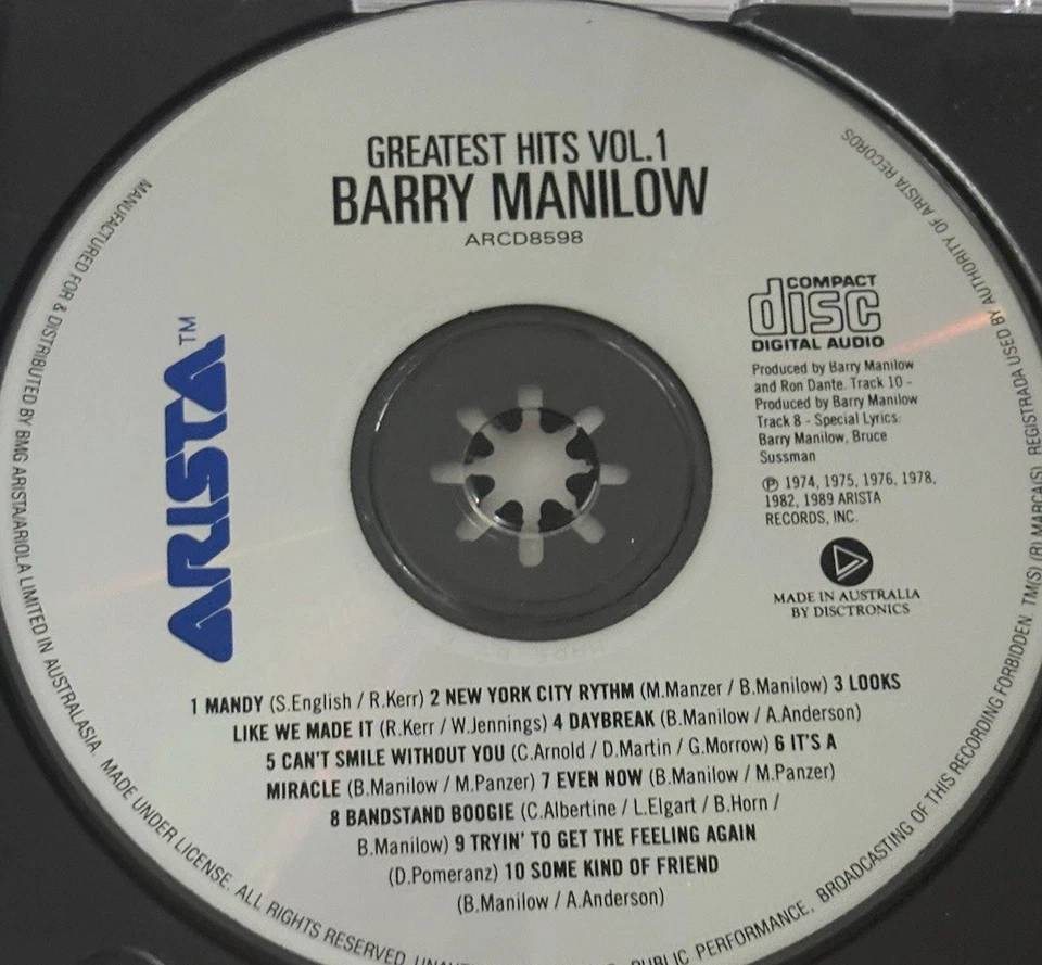 Barry Manilow - Greatest Hits, Volume . 1 CD Like New - image 3 of 4