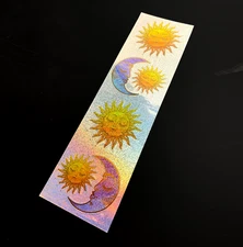 SUN MOON CELESTIAL ASTROLOGY SPACE vintage sticker GLITTER prism prismatic foil