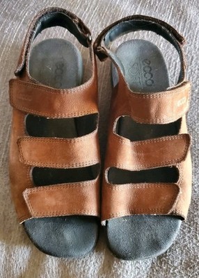 ECCO PRIMO 3 Strap Comfort Size 38 Brown Slingback Nubuck Leather Sandals