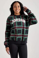 Jordan Brooklyn Fleece Green Plaid Women's Crew-Neck Sweatshirt HM5498-341
