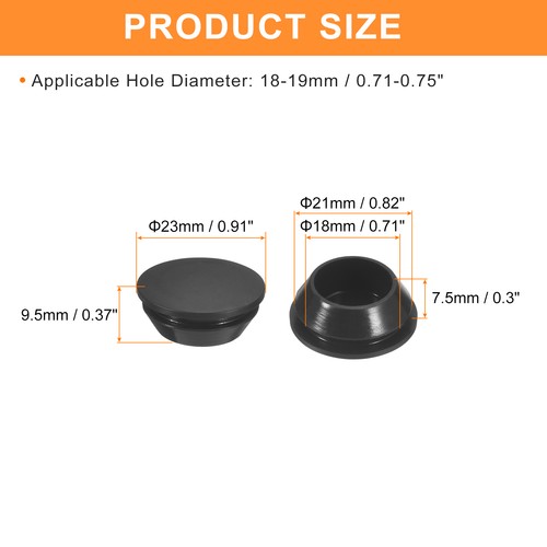 15Pcs Silicone Plugs Rubber Round Hole Plugs for 18-19mm Hole Black - Picture 2 of 6