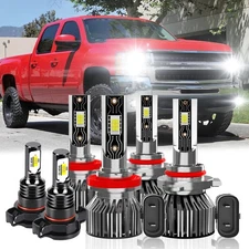 For Chevy Silverado 1500 2007-2015 - 6x 6500K LED Headlight Hi/Low &Fog Bulbs
