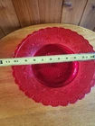 Vintage Carnival Glass Plate With Ruffled Edge In A Ruby Red Color Beautiful