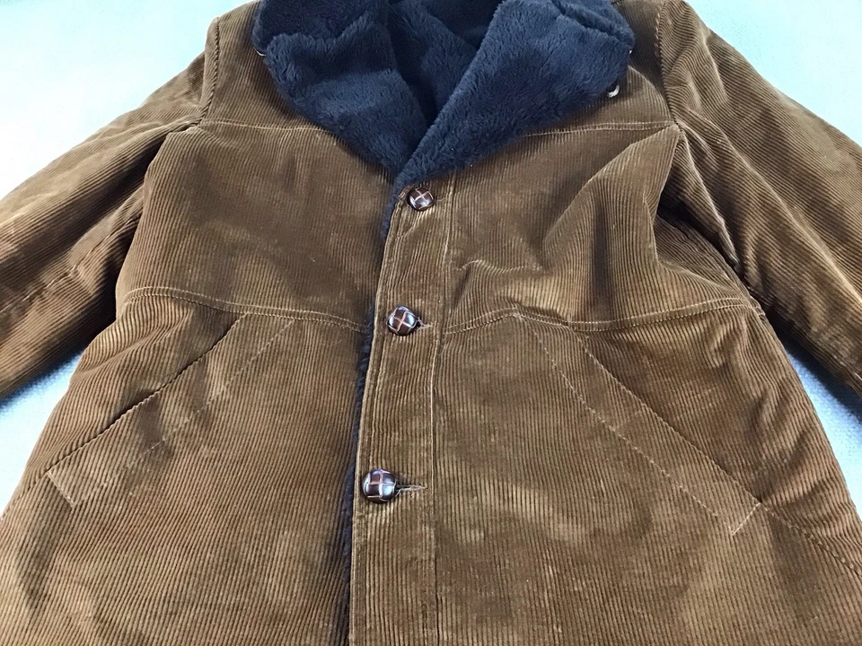 SEARS Outerwear Vintage Jacket Men Sz 44R Brown Corduroy Faux Fur Collar/Lined  - Image 3 of 4