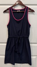 GAP Navy Blue Sleeveless Dress Hot Pink Contrast Trim Drawstring Waist Womens XS