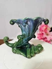 Vtg Royal Haeger Dundee Cornucopia Candle Holder Ceramic Green Blue
