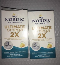 (2) Nordic Naturals Ultimate Omega 2X Softgels, Lemon Flavor - 60 Each EXP 11/26
