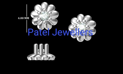 Einzel Echt Diamant 18k Weiss Gold Nase Lippen Schraube Piercing Pin Nieten Ring - Bild 6 von 9