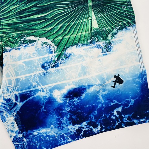 Red Camel Mens Sz 40 Board Swim Shorts Blue Green Palm Tree Tropical Surfer Bn1 - Picture 4 of 5