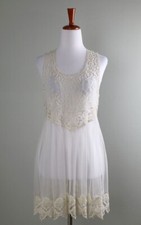 ALICE + OLIVIA $220 Ivory Crochet Lace Sheer Mesh Tunic Tank Top Size 2