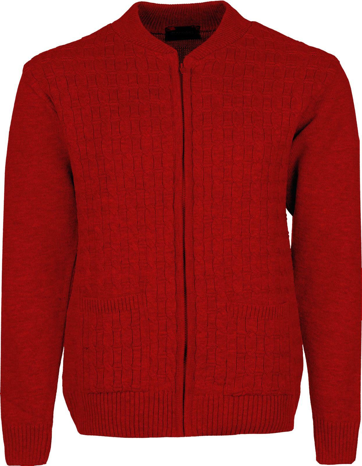 Mens Knitter Cardigan Round Neck Zipper Cardigans Front Pockets Cable