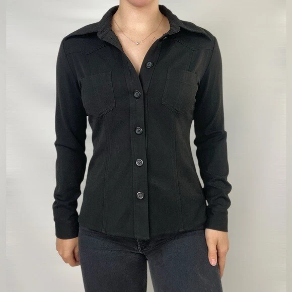 BEBE 复古旧金山纽扣长袖厚上衣夹克 — 第 2/4 张图片