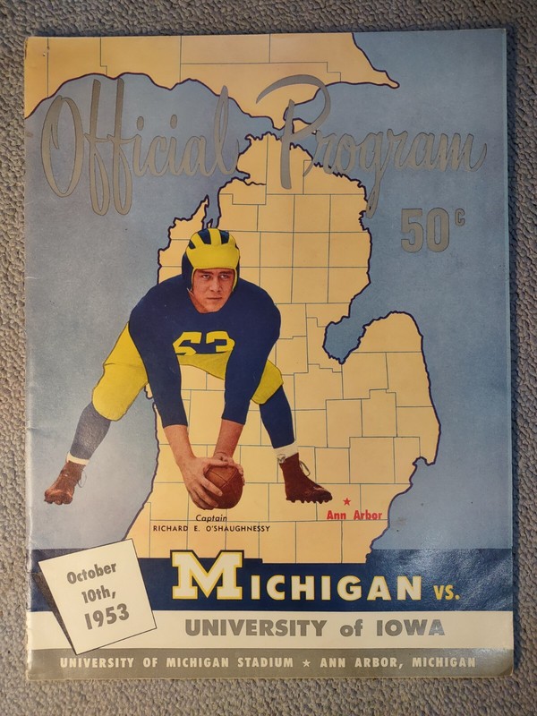 1953 Michigan vs. Iowa football program 10/10/1953