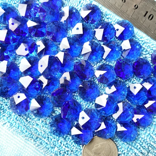 50Pc 14MM Octagon Faceted Glass Crystal Prism Window Decoration Beads Lamp Parts - Picture 5 of 16