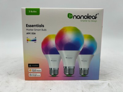 Nanoleaf Essentials Matter A19 Smart Bulb Bright White and Color 60W (3pack)