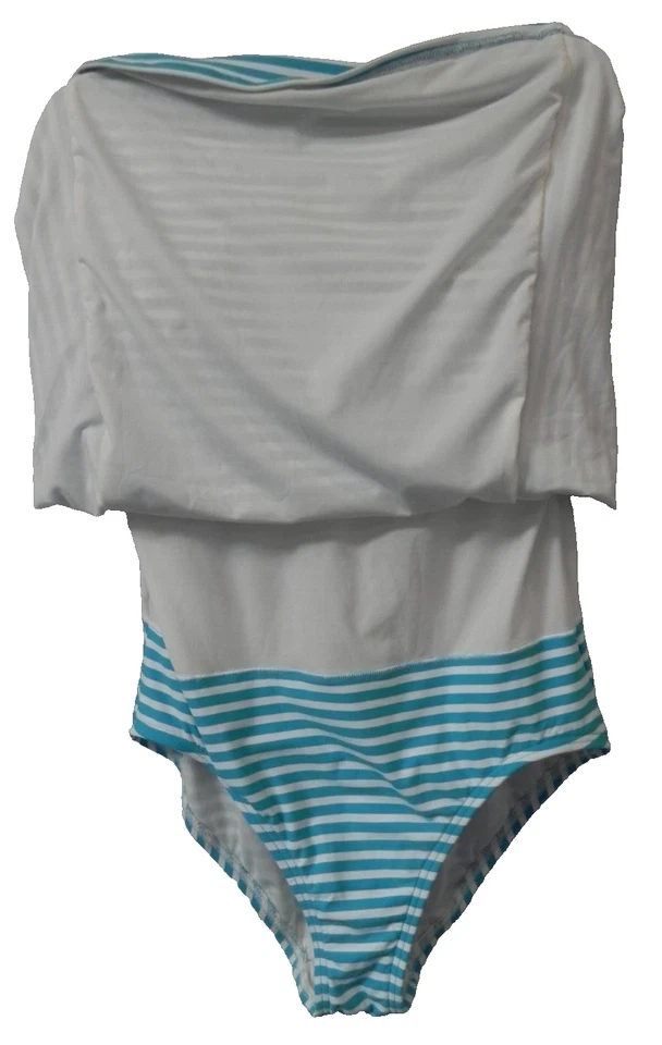 Nuevo sin etiquetas Traje de baño Coco Rave 1 pieza adjunto Vestido de baño Talla L 38D Aqua Bandeau Foto 3 de 4