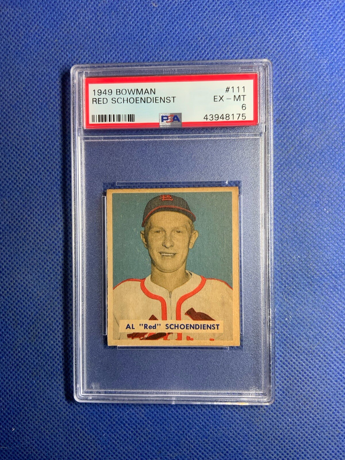 Red Schoendienst 1949 Bowman #111 St Louis Cardinals HOF Legend Psa 6