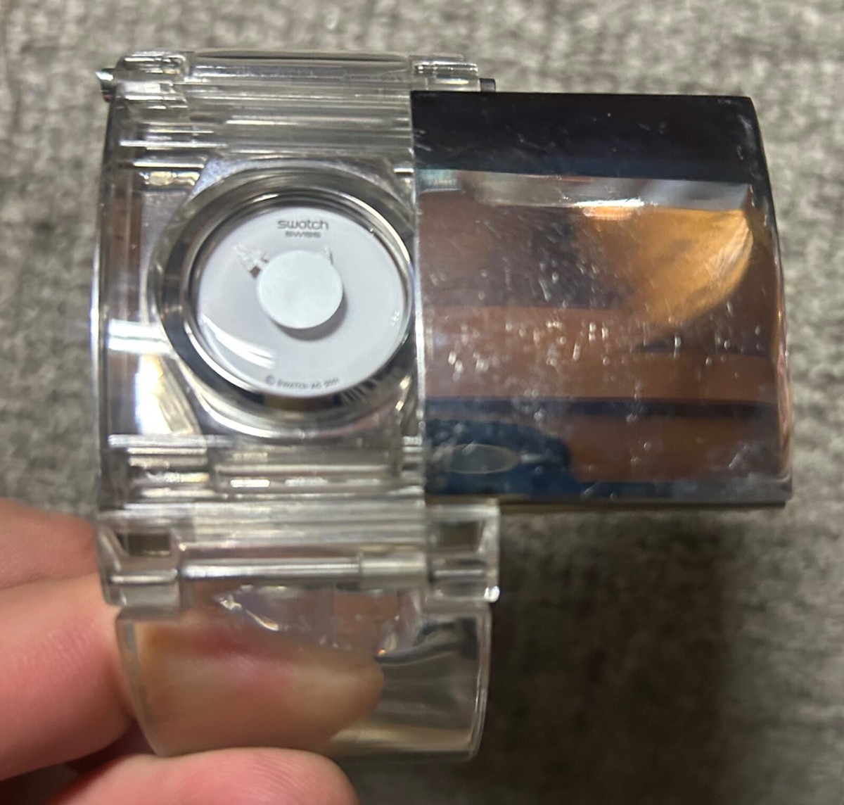 Rare Vintage Swatch Irony Lady Time Slider Clear Acrylic Bangle | eBay