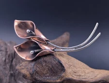 Stuart Nye Copper & Sterling Calla Lily Pin Brooch