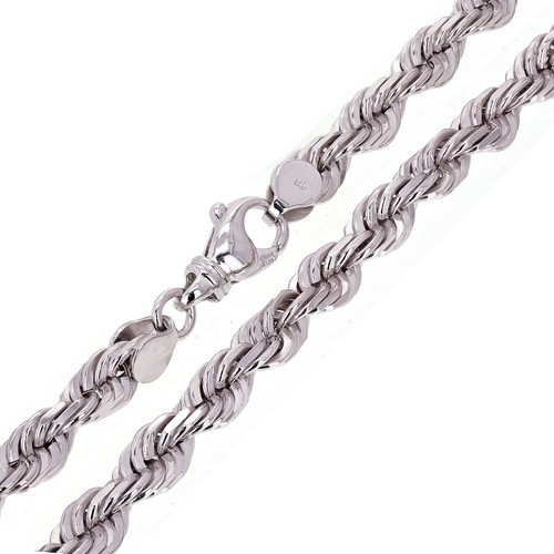 Men's 14k White Gold Solid Diamond Cut 