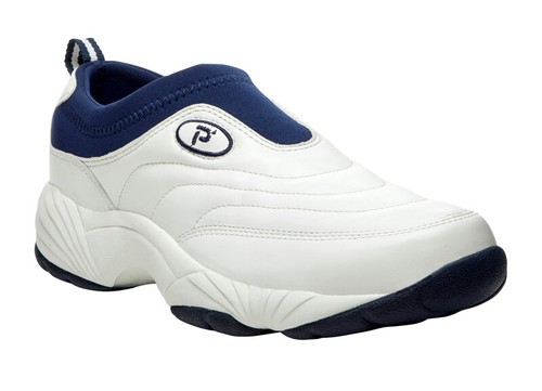 Propet Men's M3851 Wash \u0026 Wear Slip-On Sneaker White/Navy